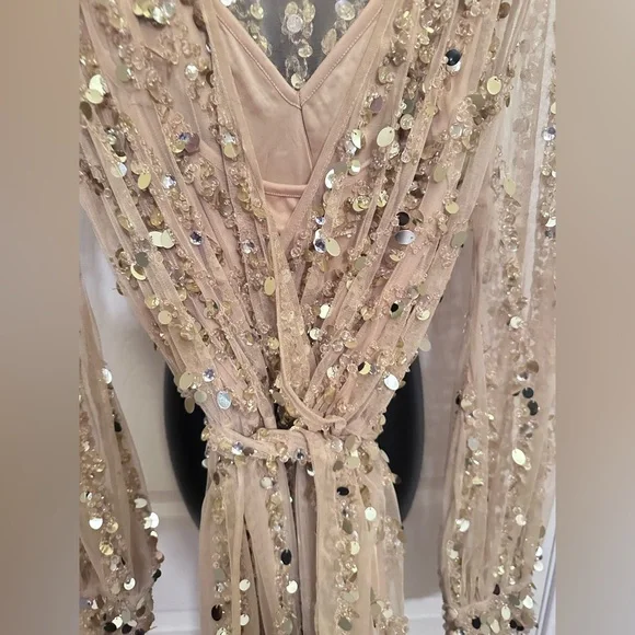 NWT asos Elegant Gold Sequin Dress size 16 - Picture 5 of 7